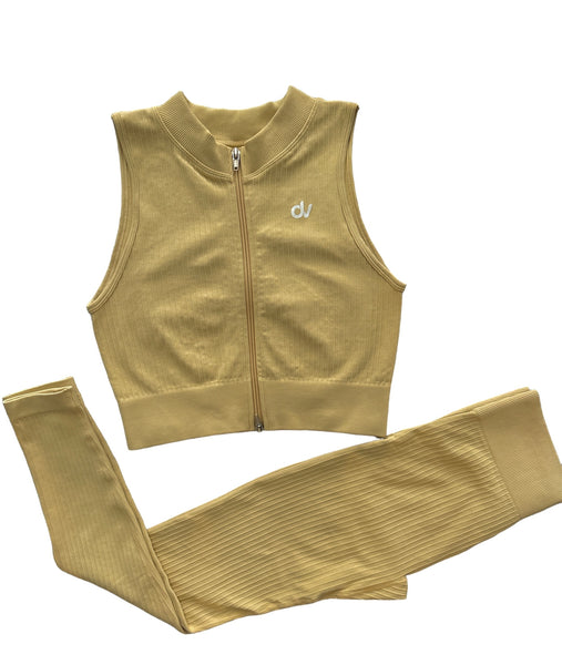 Beige Vest Top and Leggings Set