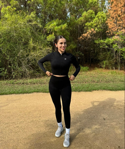 Black Long Sleeve Top and Leggings Set