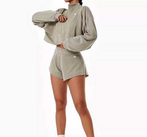 Gray Sweatsuit Short Set
